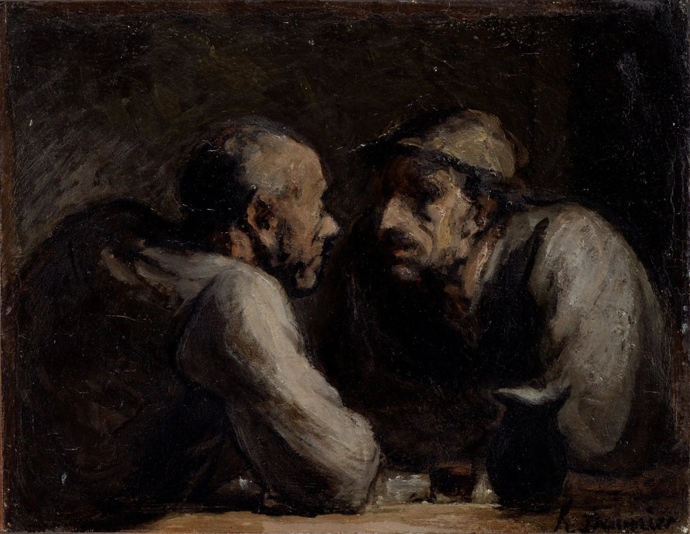 Les Deux buveurs - Honoré Daumier image 1 copie peinte à la main à l’huile