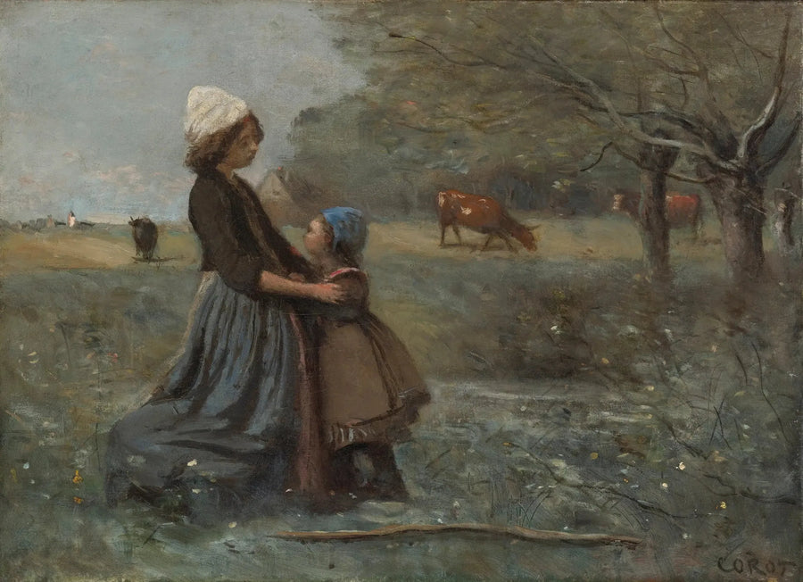 Les Deux Sœurs dans la prairie - Jean-Baptiste Camille Corot
