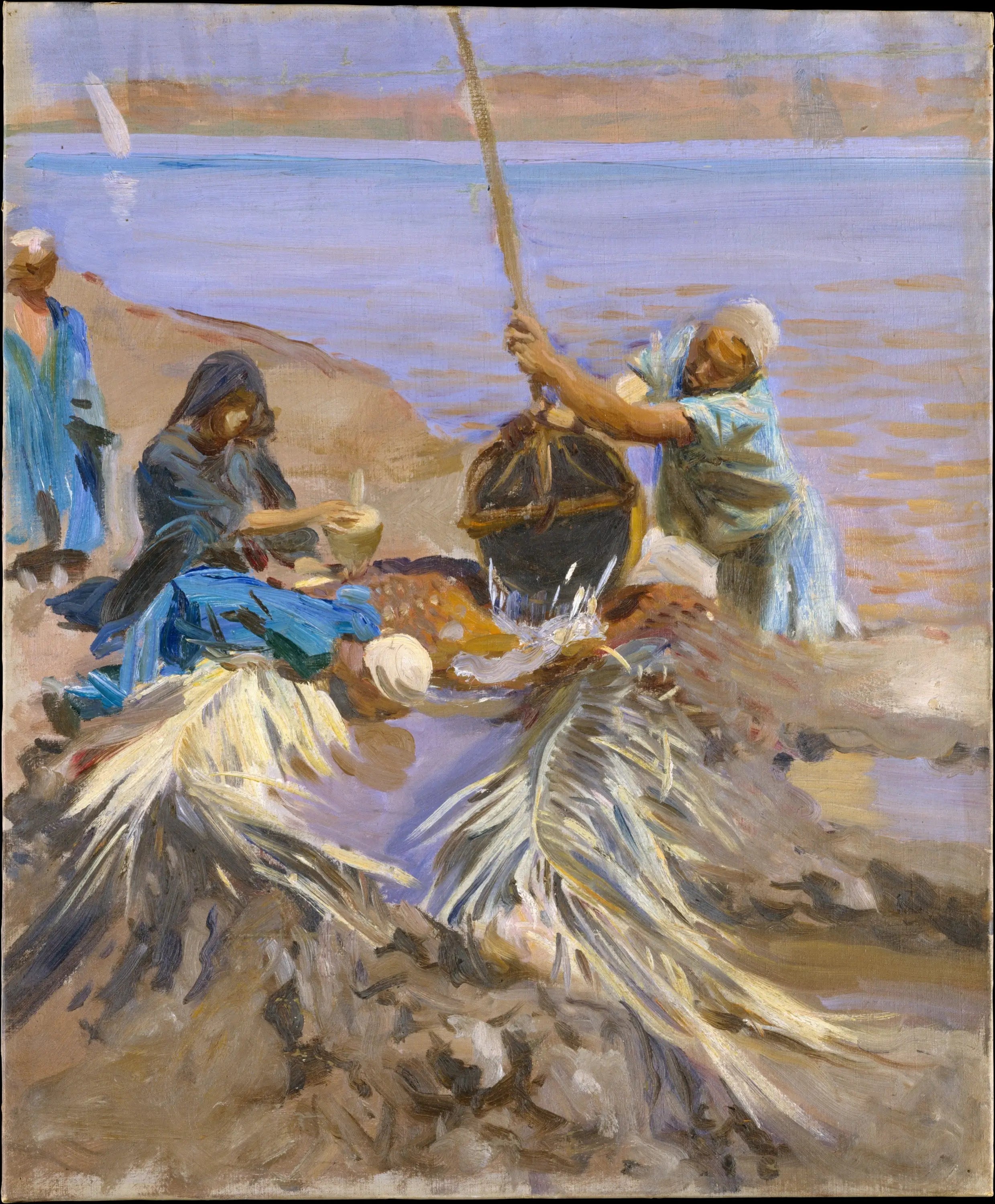 Les Égyptiens font monter l'eau du Nil - John Singer Sargent image 1 reproduction de peinture à l’huile