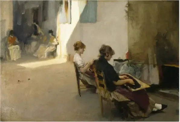 Les enfileurs de perles de Venise - John Singer Sargent image 1 tableau peint à l’huile sur toile