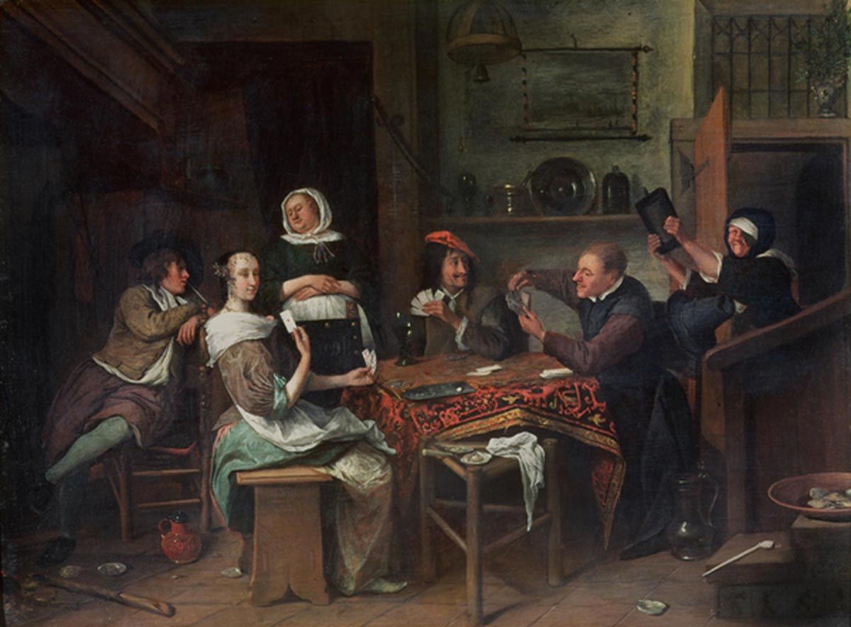 Les faux joueurs - Jan Steen image 1 copie peinte à la main à l’huile
