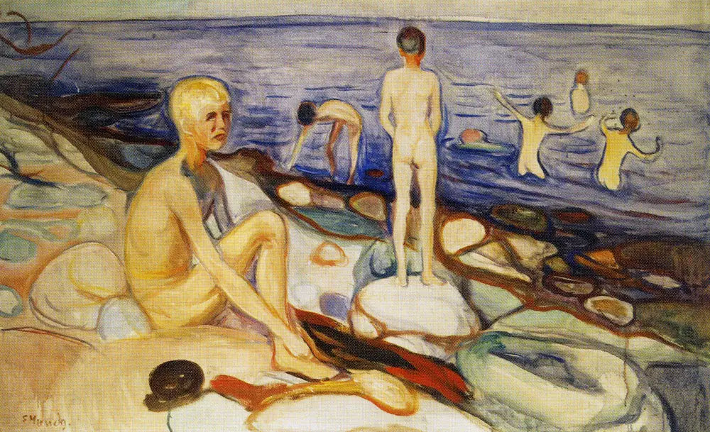 Reproduction du tableau « Les garçons se baignant - Edvard Munch » par Alpha Reproduction en peinture à l’huile
