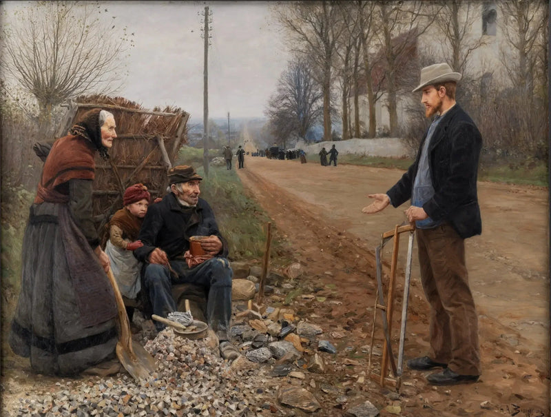 Les gens au bord d'une route - H. A. Brendekilde
