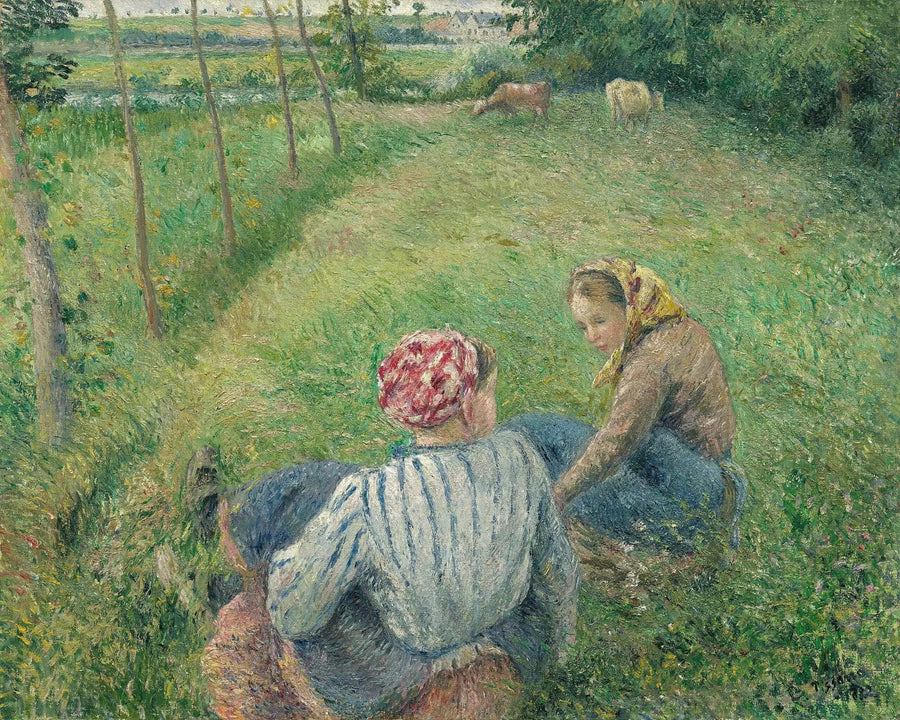 Les jeunes filles de paysans de repos dans les champs près de Pontoise - Camille Pissarro