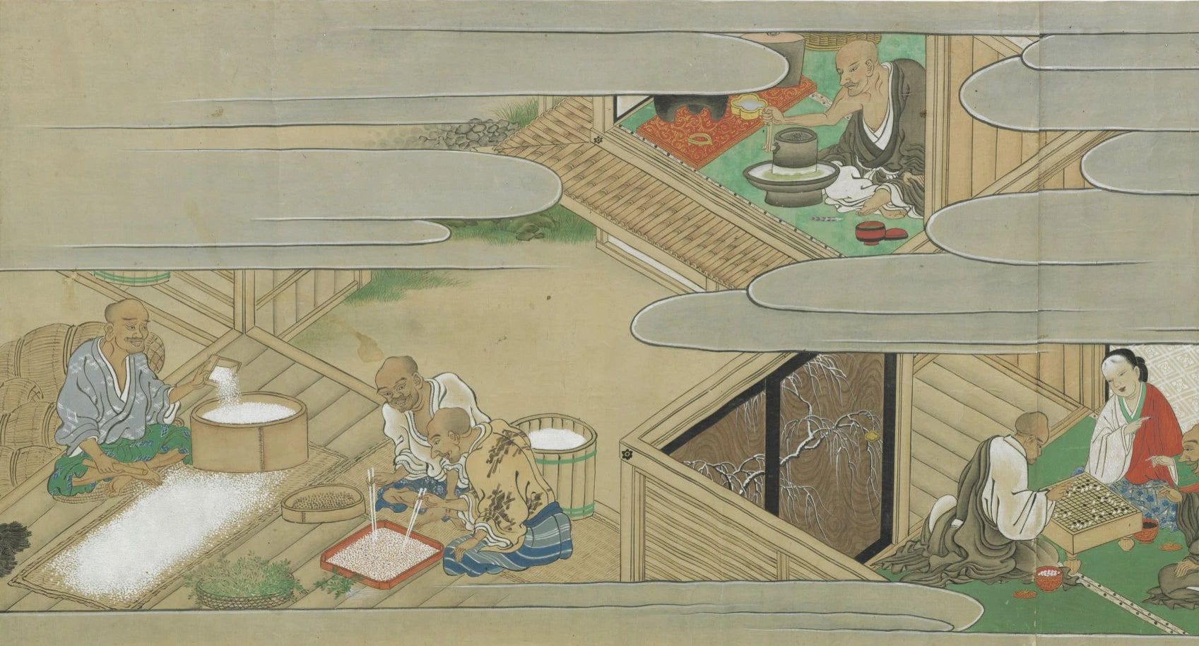 Les Mérites comparés du saké et du riz, Tosa Mitsumoto, 1600