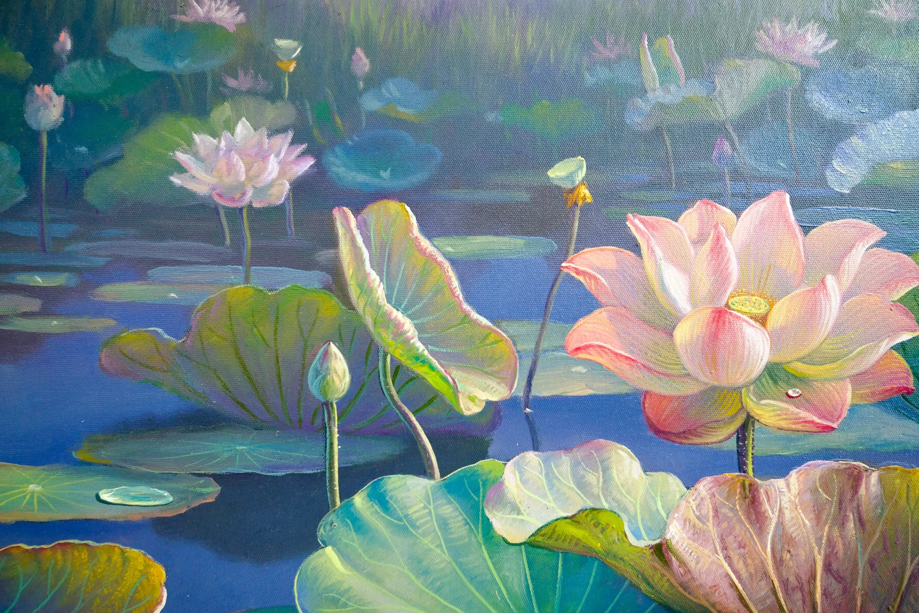Les Nénuphars II | 160 x 100 cm image 8 reproduction artisanale de tableau