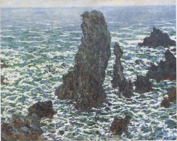 Reproduction du tableau « Les Pyramides de Port-Coton, Belle-Île-en-Mer - Claude Monet » par Alpha Reproduction en peinture à l’huile