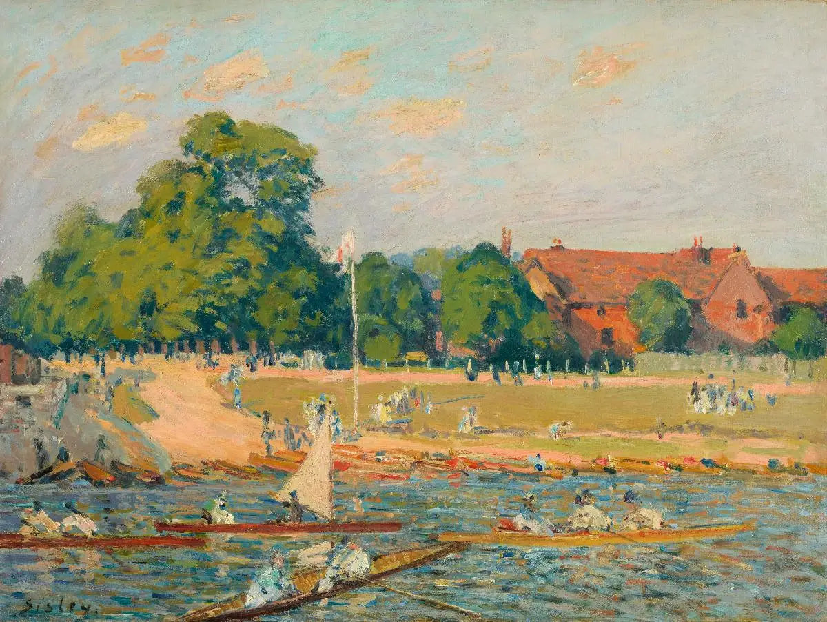 Les régates à Hampton Court - Alfred Sisley image 1 reproduction artisanale de tableau