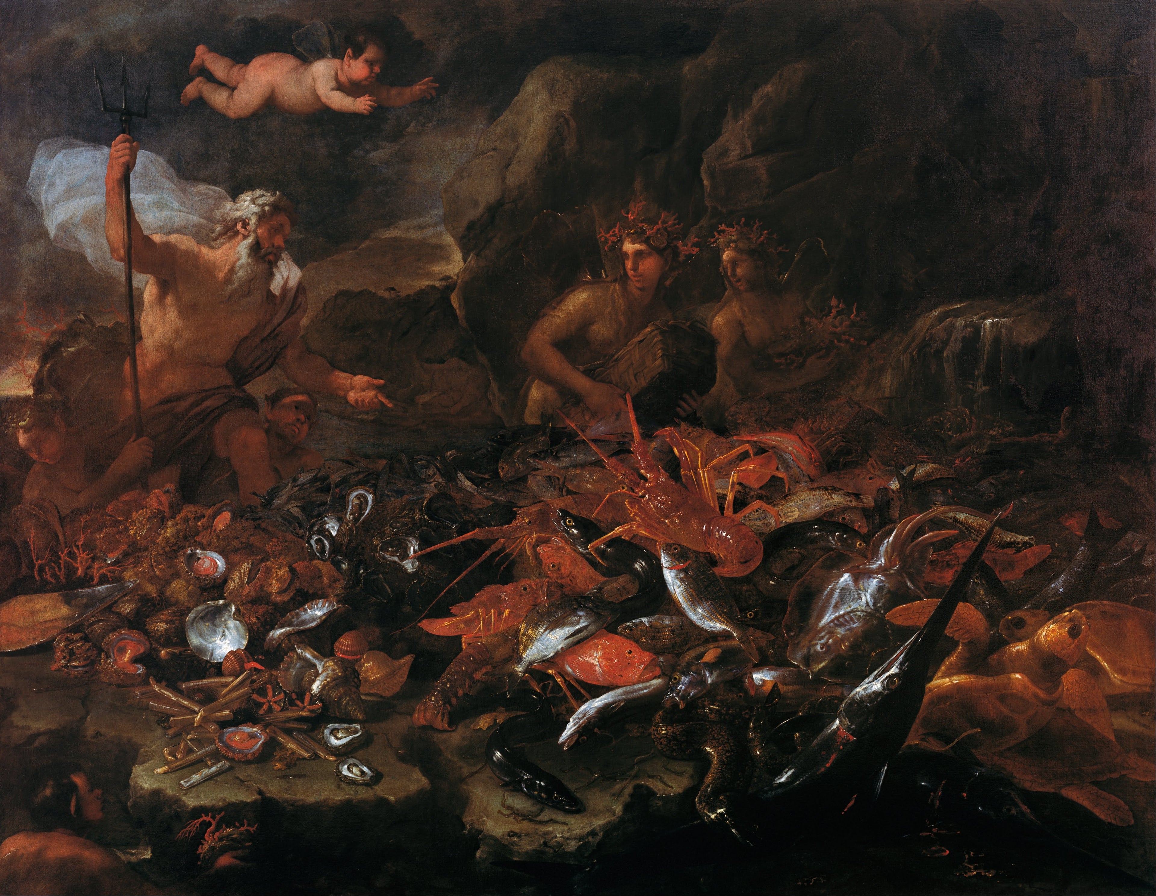 Les richesses de la mer avec Neptune, des tritons et deux néréides - Luca Giordano