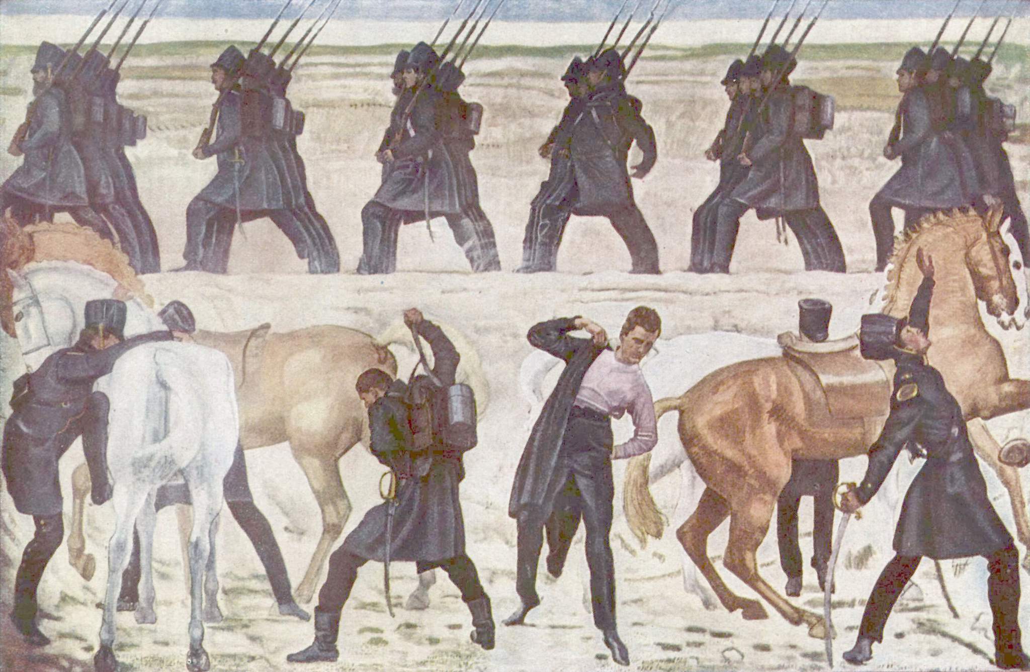Les soldats se préparent - Ferdinand Hodler - Alpha Reproduction