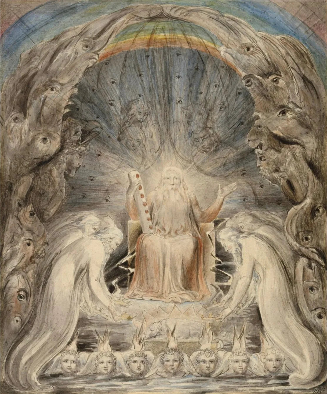 Les vingt-quatre vieillards déposant leurs couronnes devant le trône divin - William Blake image 1 reproduction réalisée par Alpha Reproduction