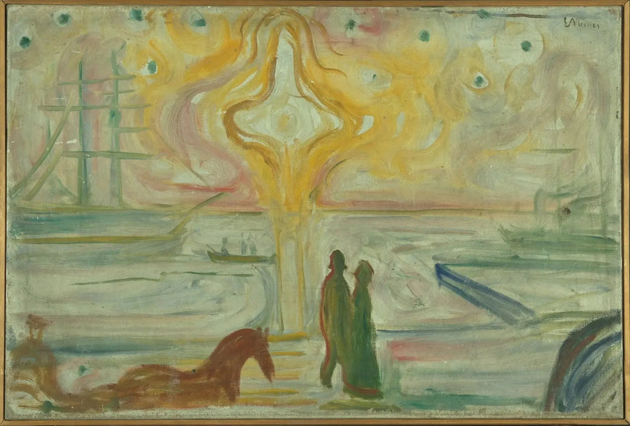 Lever de soleil sur le port - Edvard Munch