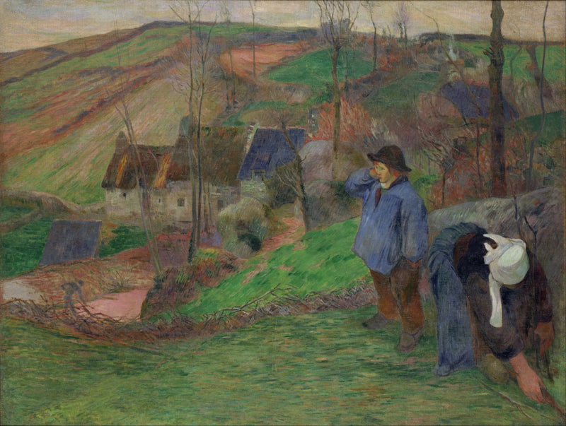 L'Hiver à Pont-Aven, petit Breton et ramasseuse - Paul Gauguin