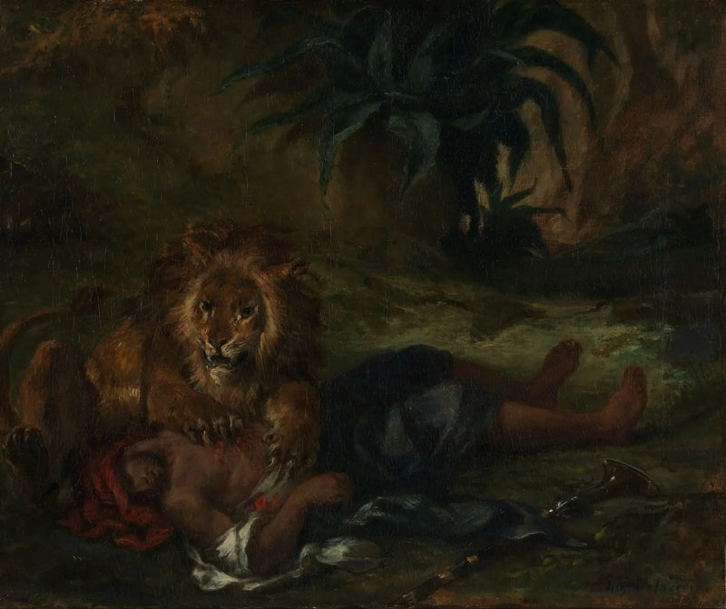Lion dévorant un arabe - Eugène Delacroix