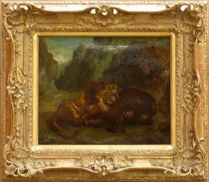 Lion et Sanglier - Eugène Delacroix