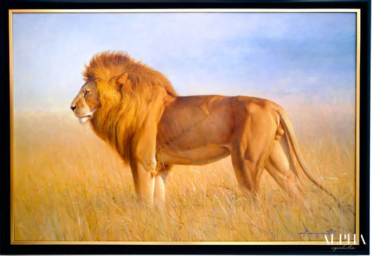 Lion in the Savannah – Somchai | 150 x 100 cm Reproductions de tableaux à la peinture à l’huile