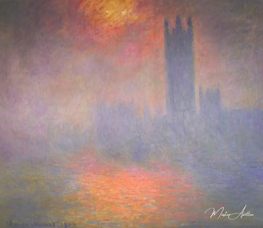 Londres, le Parlement. Trouée de soleil dans le brouillard (W 1610) - Claude Monet - Reproductions de tableaux et peintures haut de gamme