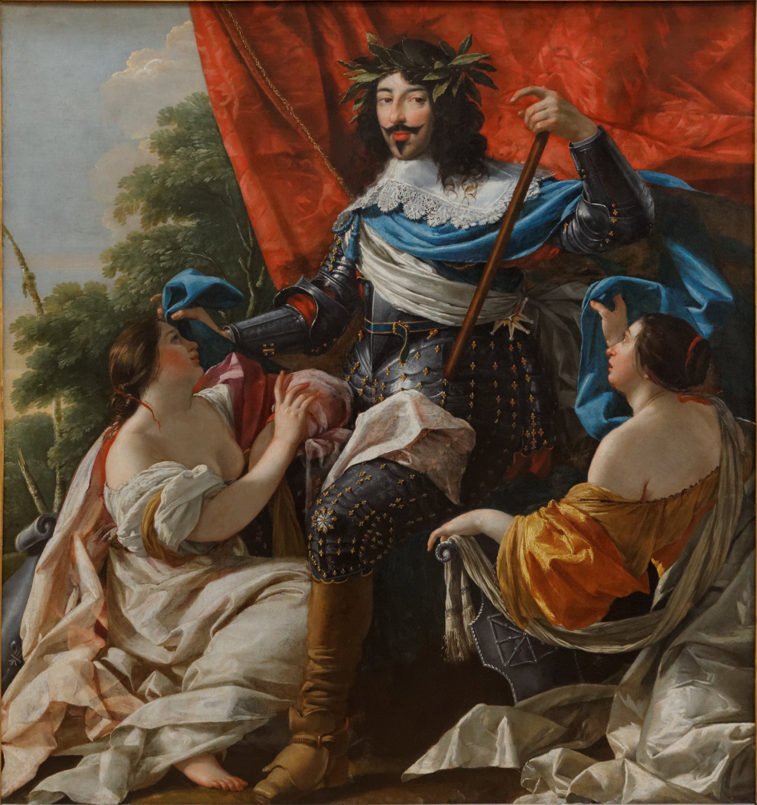 Louis XIII entre deux figures de femmes symbolisant la France et la Navarre - Simon Vouet - Alpha Reproduction