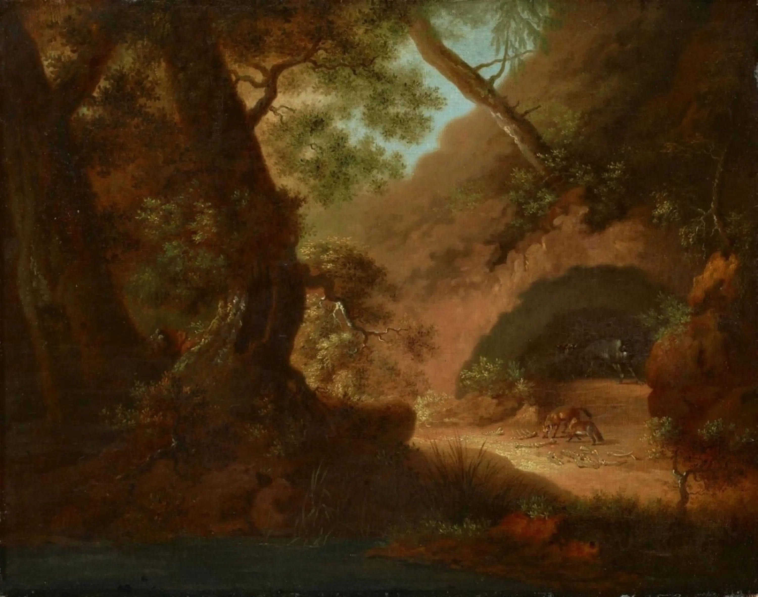 Loups dans la forêt en face d'une grotte - Caspar David Friedrich image 1 copie de tableau peinte à la main