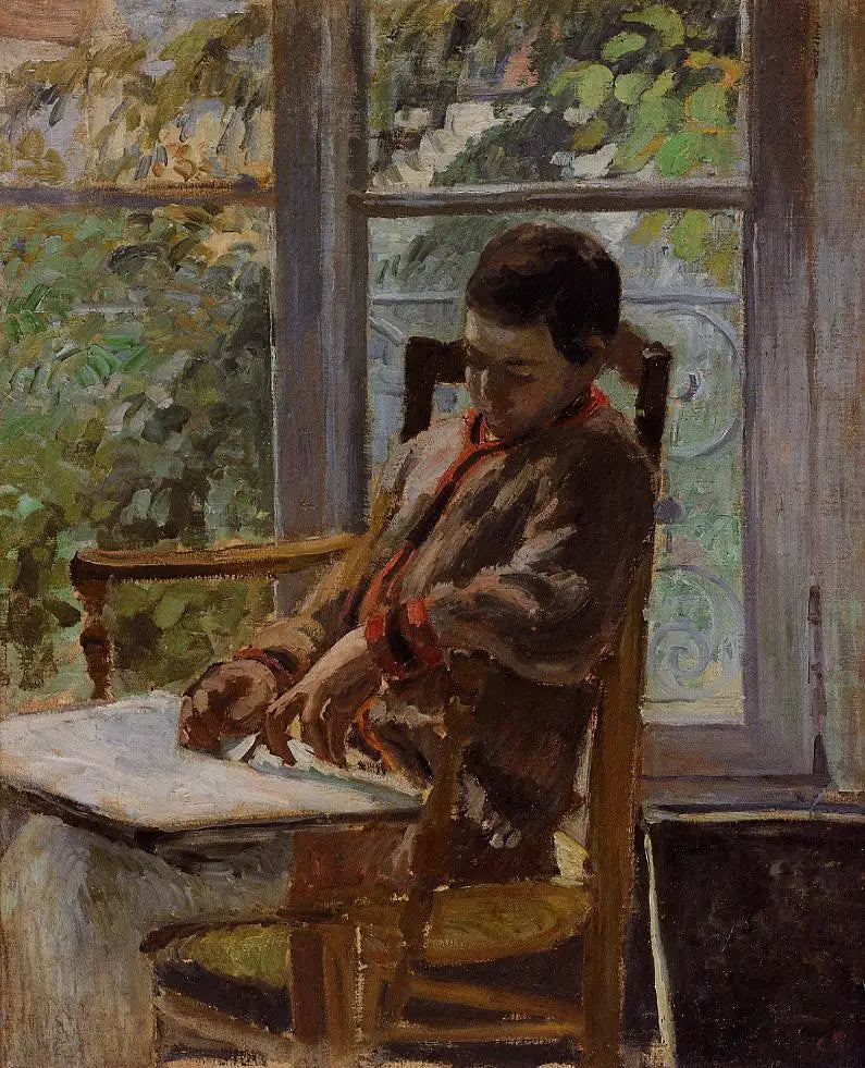Lucien Pissarro dans un intérieur - Camille Pissarro