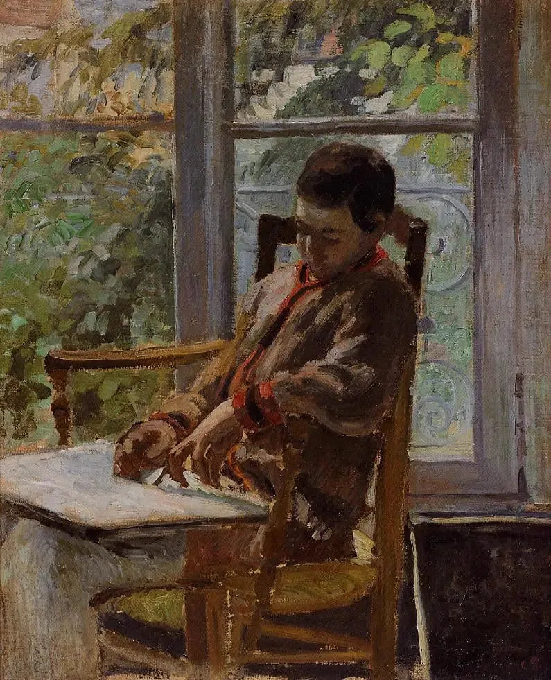 Lucien Pissarro dans un intérieur - Camille Pissarro