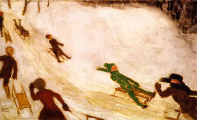 Reproduction du tableau « Luge pour enfants - Franz Von Stuck » par Alpha Reproduction en peinture à l’huile
