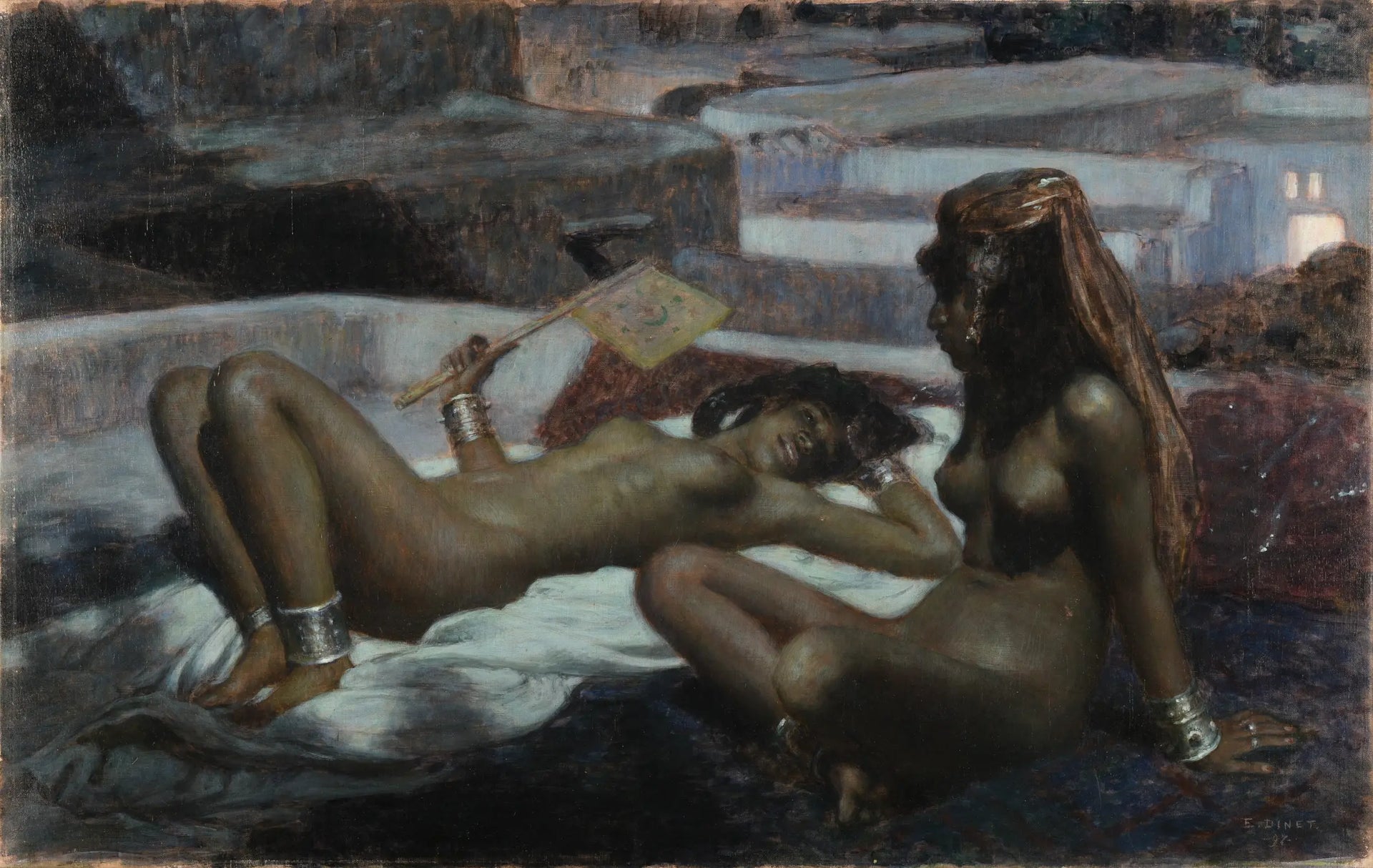Sur les terrasses. Clair de lune à Laghouat - Étienne Dinet de Nasreddine Dinet
