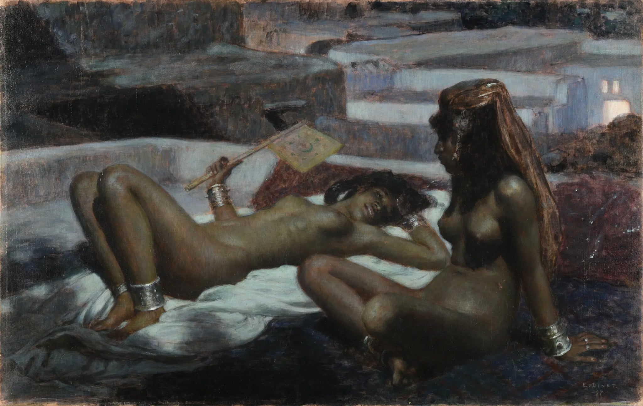 Sur les terrasses. Clair de lune à Laghouat - Étienne Dinet de Nasreddine Dinet