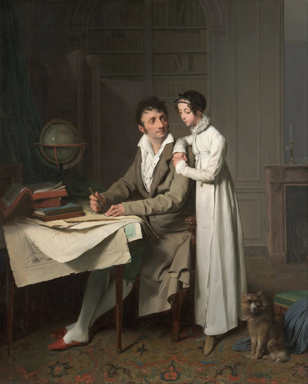 M. G*** donnant une leçon de géographie à sa fille - Louis-Léopold Boilly - Alpha Reproduction