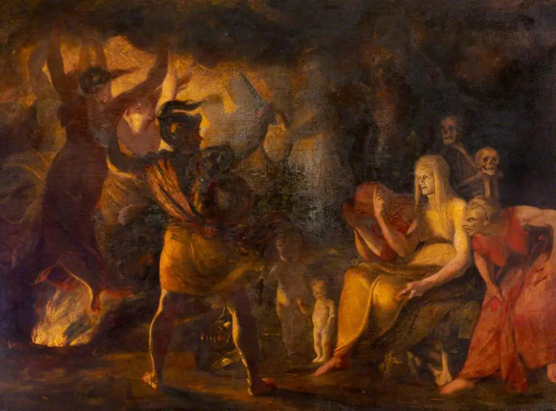 Macbeth et les sorcières (extrait de « Macbeth » de William Shakespeare) (inachevé) - Joshua Reynolds image 1 copie peinte à la main à l’huile