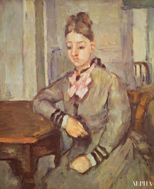 Madame Cezanne s'appuyant sur une table - Paul Cézanne - Reproductions de tableaux et peintures haut de gamme