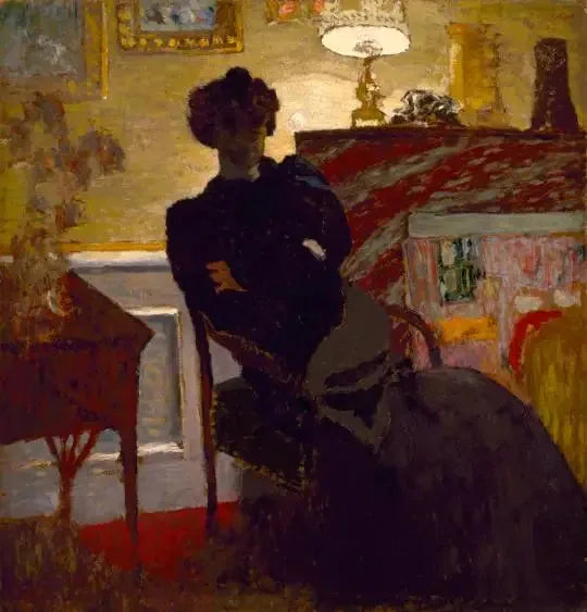 Madame Hessel assise sous la lampe - Édouard Vuillard
