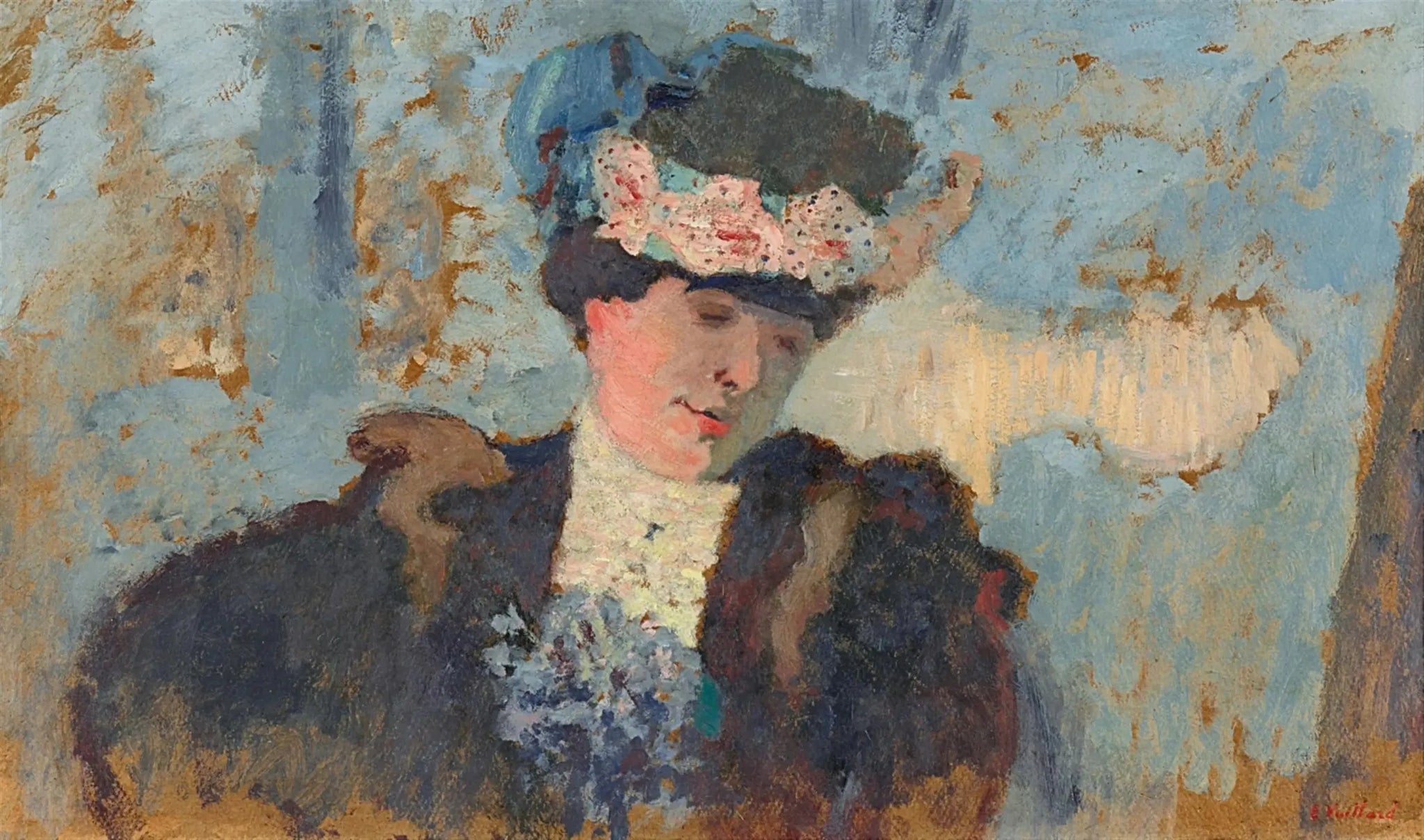 Madame Hessel au chapeau garni de roses - Édouard Vuillard image 1 tableau peint à l’huile sur toile