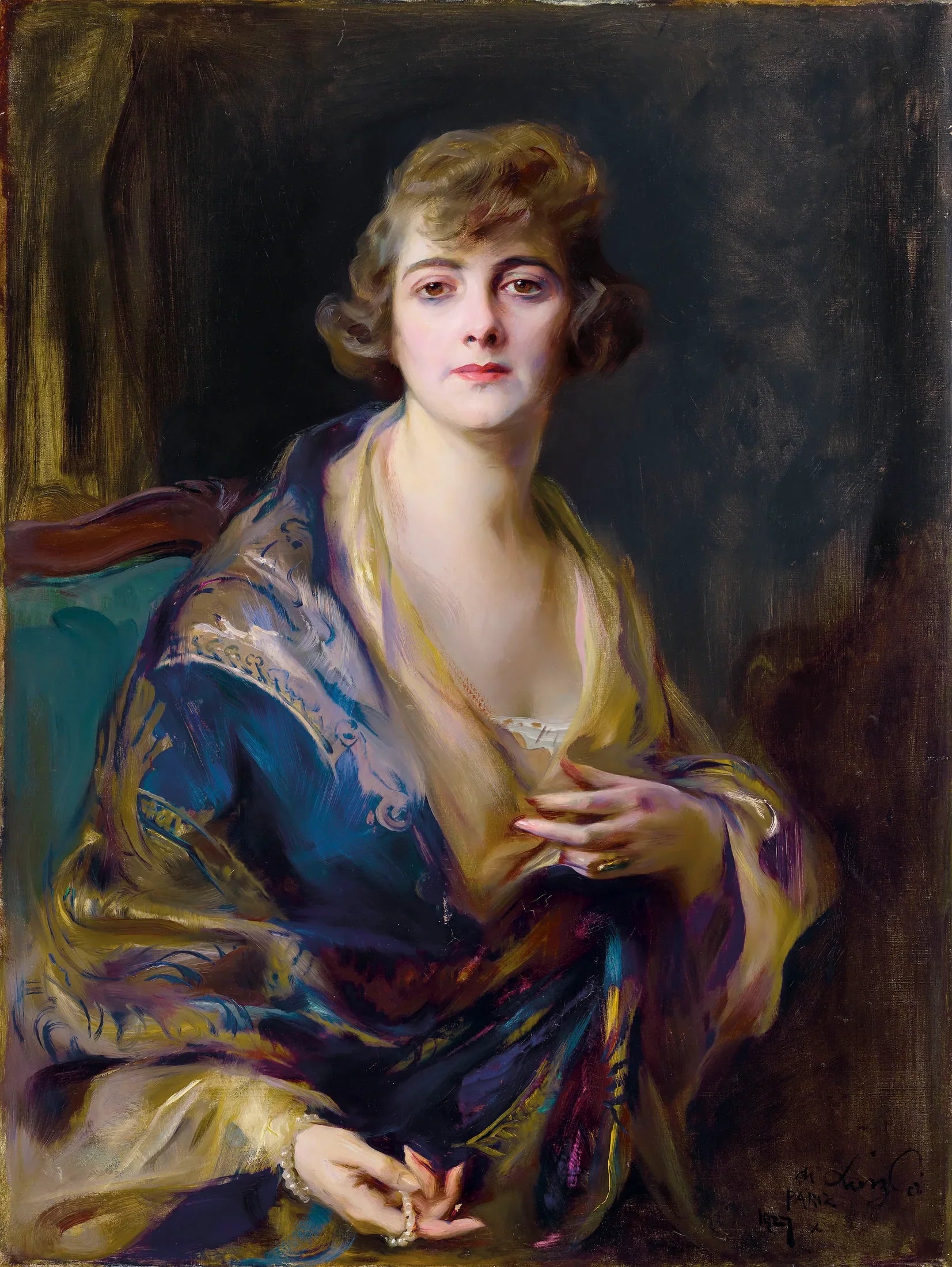 Madame Tibor de Scitovszky, née Hanna Hódosi - Philip de László image 1 reproduction de peinture à l’huile