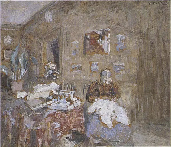 Madame Vuillard cousant - Édouard Vuillard