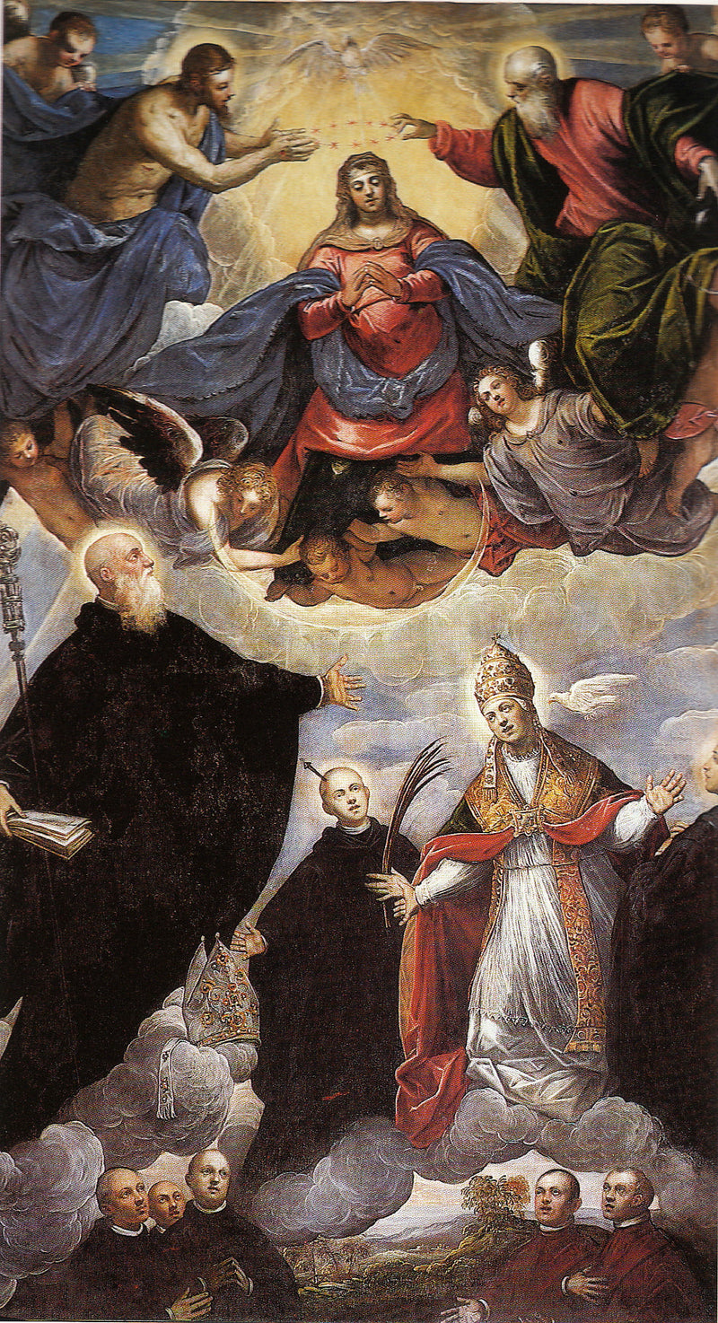 Madone couronnée entre des saints bénédictins - Jacopo Tintoretto
