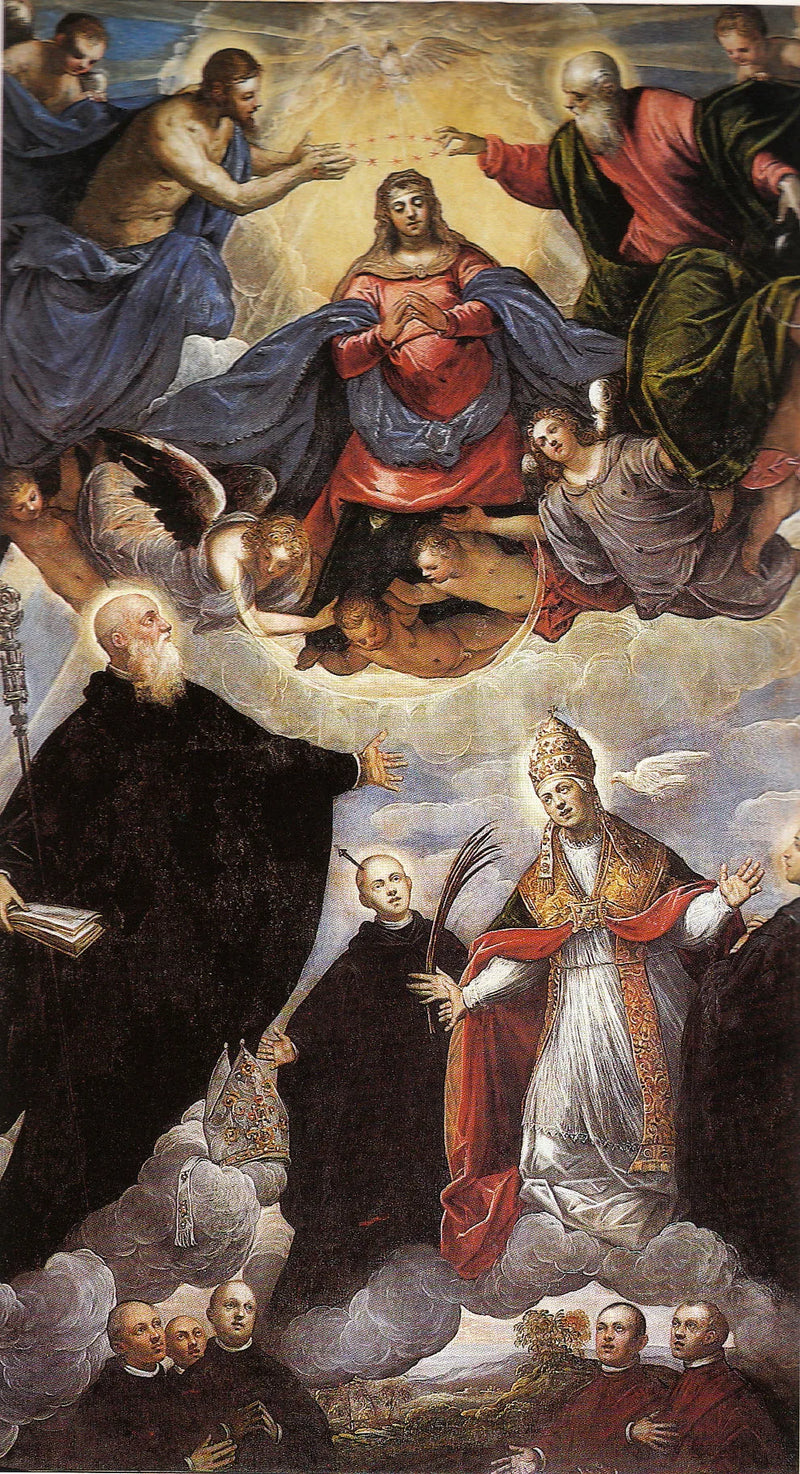 Madone couronnée entre des saints bénédictins - Jacopo Tintoretto