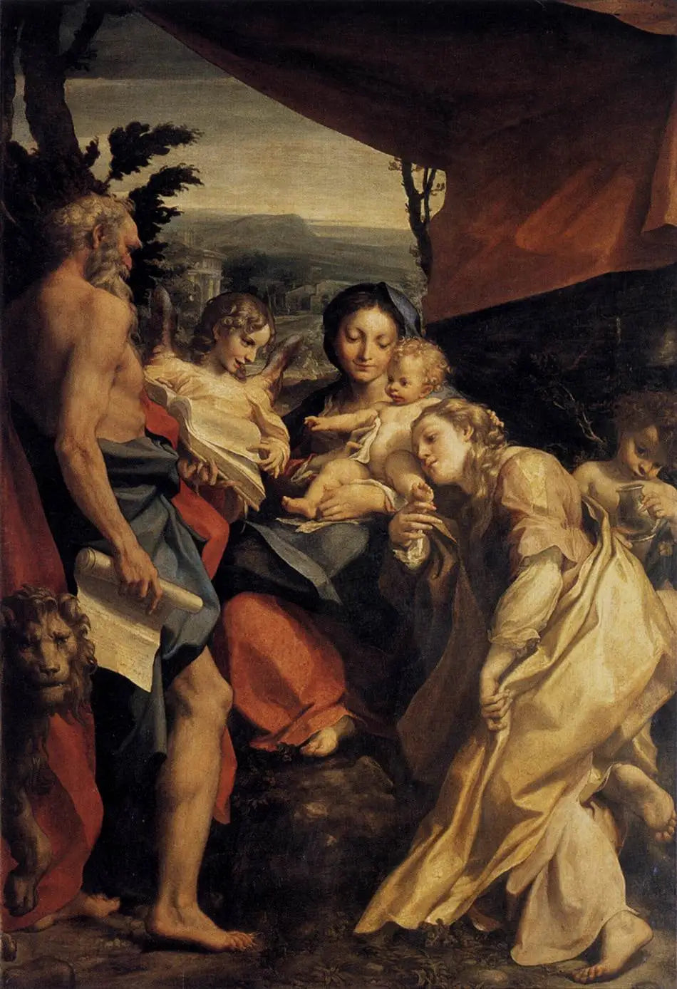 Madone de Saint Jérôme - Antonio da Correggio image 1 copie peinte à la main à l’huile