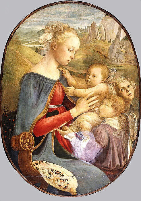 La Vierge et l’Enfant avec deux anges attribuée à Botticelli, Metropolitan Museum – reproduction peinture à l’huile sur toile