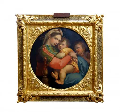Madonna della Sedia (d'après un original italien du XVIe siècle) - Raphaël Sanzio image 1 copie peinte à la main à l’huile