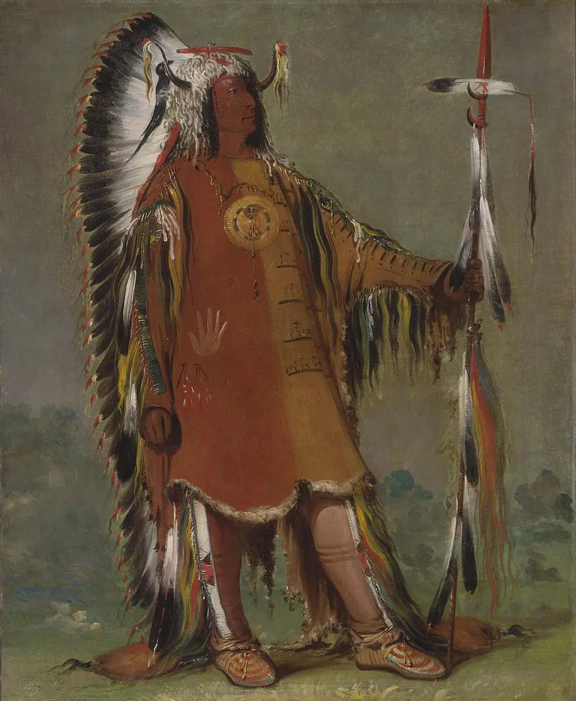 Máh-to-tóh-pa Quatre Ours Deuxième Chef en grande tenue - George Catlin - Alpha Reproduction