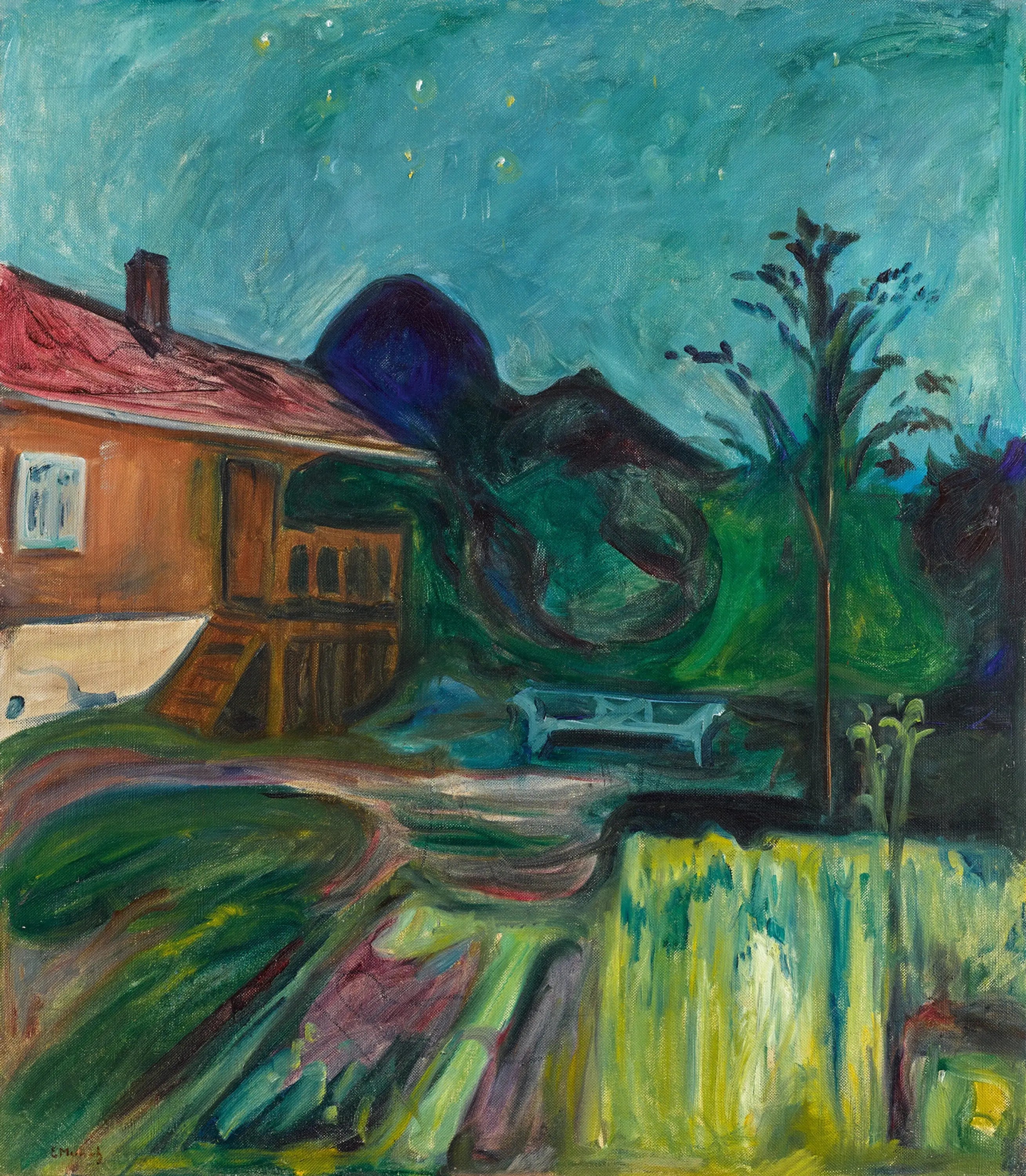 Reproduction du tableau « maison dans la nuit d'été - Edvard Munch » par Alpha Reproduction en peinture à l’huile