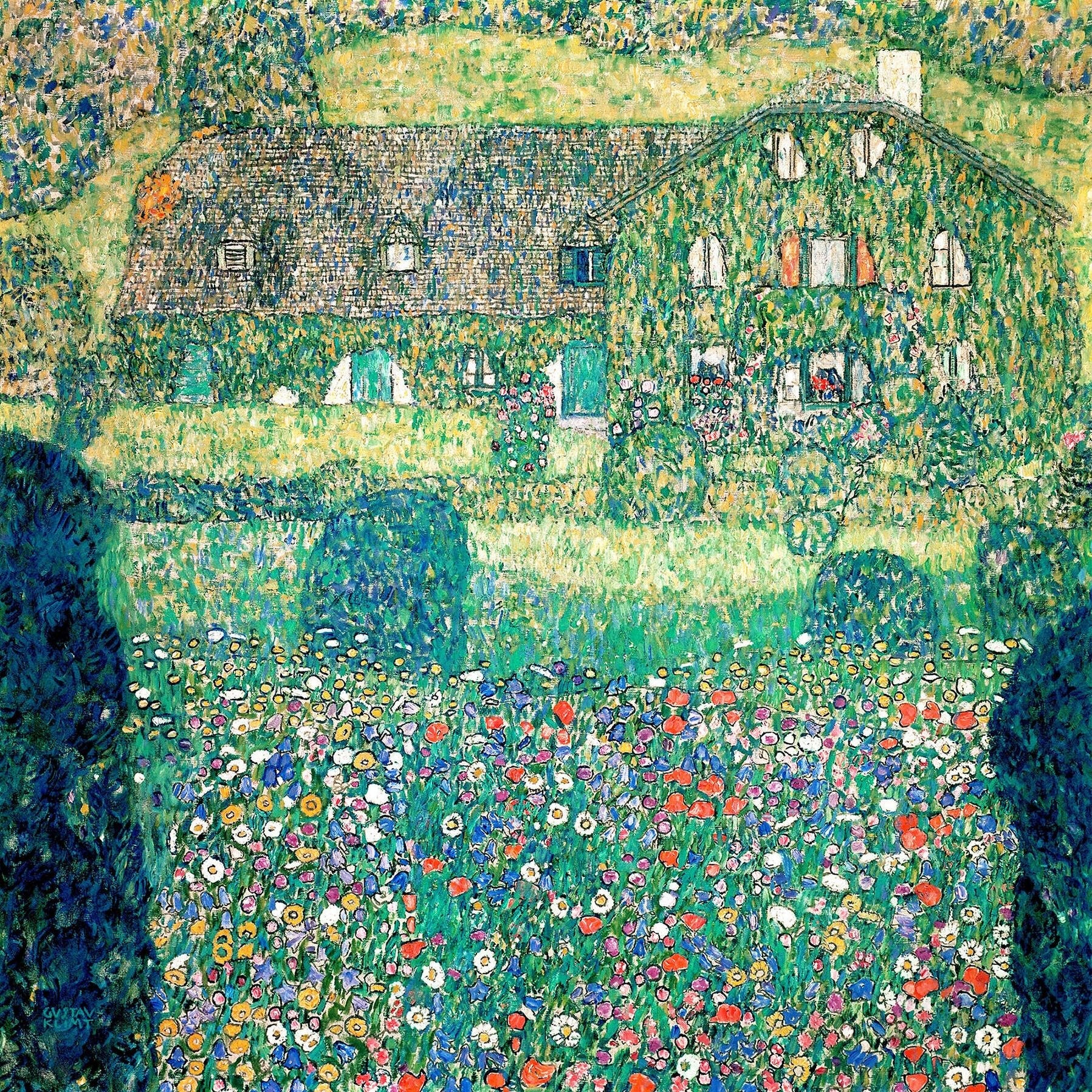 Reproduction du tableau « Maison de campagne sur le lac Attersee - Gustav Klimt » par Alpha Reproduction en peinture à l’huile