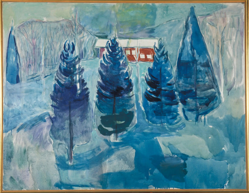 maison rouge et Épicéas - Edvard Munch
