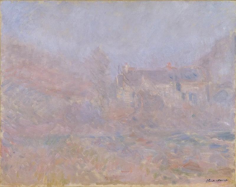 Maisons à Falaise, brouillard - Claude Monet