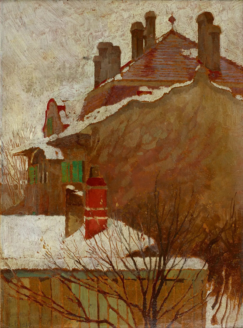 Maisons en hiver (vue depuis le studio) - Egon Schiele