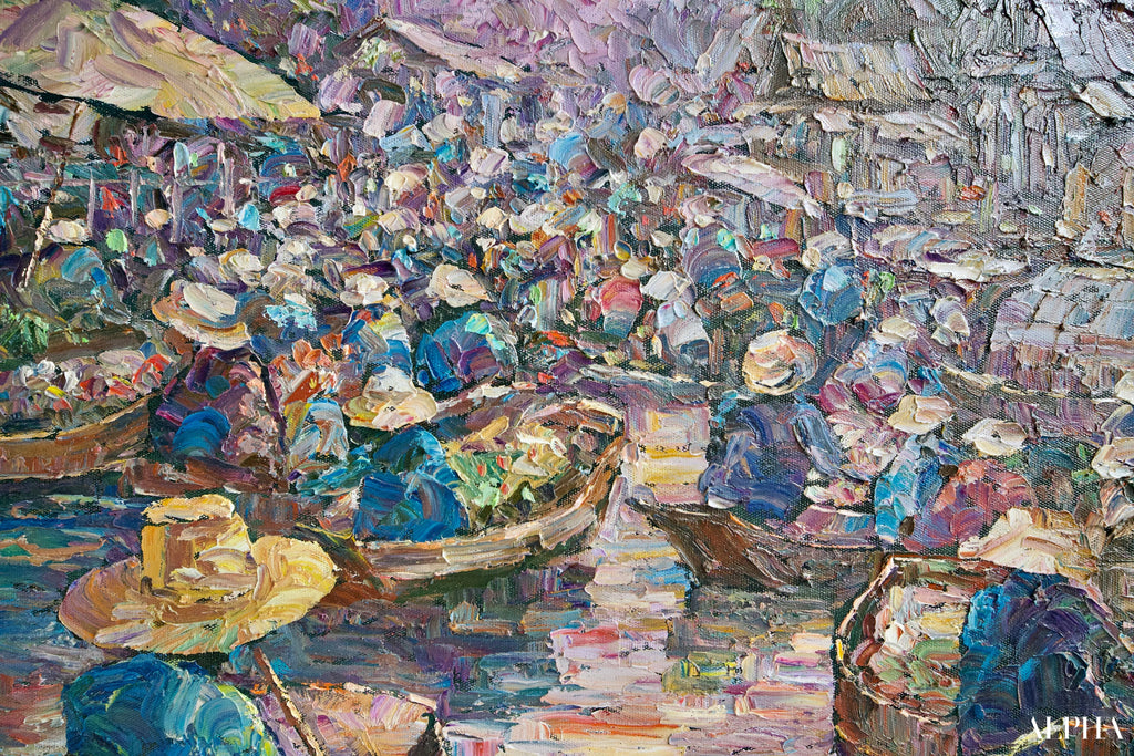 Marché flottant | 145 x 105 cm Reproductions de tableaux à la peinture à l’huile