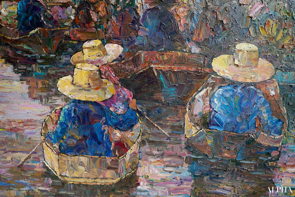 Marché flottant | 145 x 105 cm Reproductions de tableaux à la peinture à l’huile