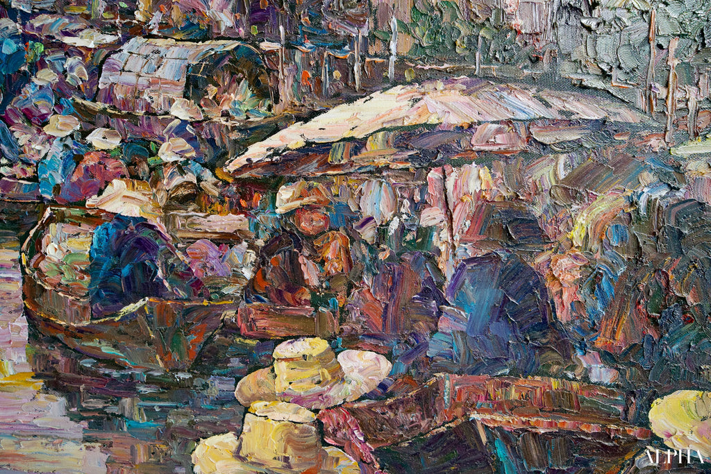 Marché flottant | 145 x 105 cm Reproductions de tableaux à la peinture à l’huile