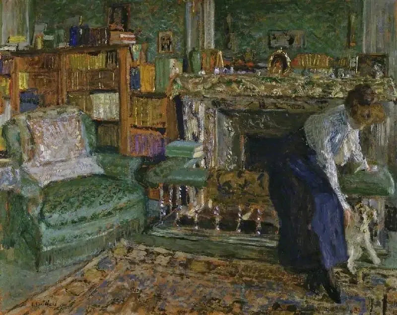 Marguerite Chapin dans son appartement avec son chien - Édouard Vuillard